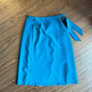 Retired / Vintage Front Tie Midi Skirt - Teal Blue - The Limited - Size 2